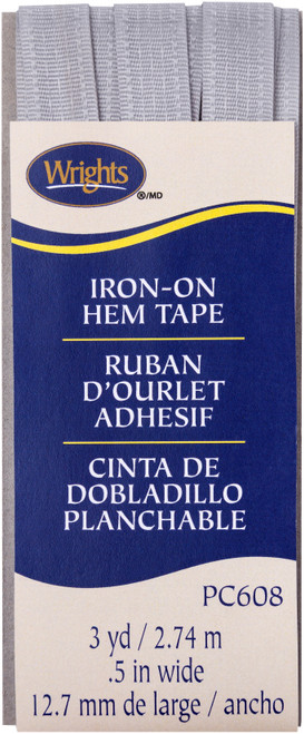 3 Pack Wrights Iron-On Hem Tape .5"X3yd-Silver 117-608-070 - 070659924613