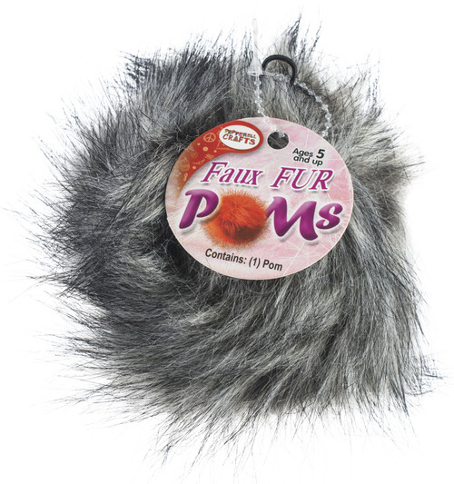 Pepperell Braiding Faux Fur Pom With Loop-Grey Wolf - FFPALL-46 - 725879847616 Pepperell Braiding Faux Fur Pom With Loop-Grey Wolf - FFPALL-46 - 725879847616