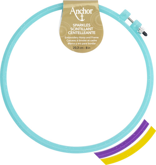 Anchor Sparkle Plastic Embroidery Hoop Assorted Colors-8" Diameter Blue, Purple Or Yellow - A4401-008 - 073650032516 Anchor Sparkle Plastic Embroidery Hoop Assorted Colors-8" Diameter Blue, Purple Or Yellow - A4401-008 - 073650032516