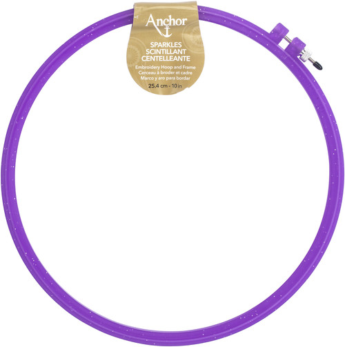 Anchor Sparkle Plastic Embroidery Hoop Assorted Colors-10" Diameter Blue, Purple Or Yellow - A4401-010 Anchor Sparkle Plastic Embroidery Hoop Assorted Colors-10" Diameter Blue, Purple Or Yellow - A4401-010
