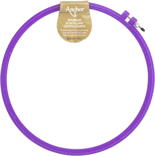 Anchor Sparkle Plastic Embroidery Hoop Assorted Colors-10" Diameter Blue, Purple Or Yellow A4401-010