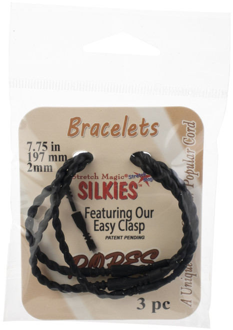 Stretch Magic Silkies Rope Bracelets 7.75" 3/Pkg-Black SLKRB04 - 725879210588