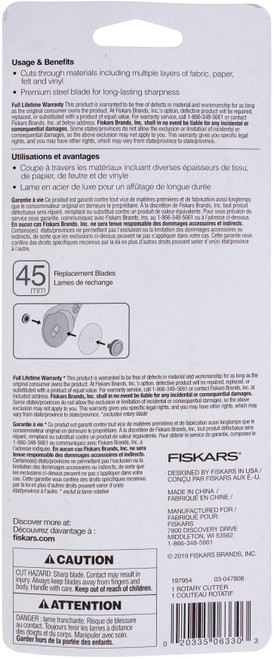 Fiskars Sparkle Rotary Cutter 45mm-White - F197954 Fiskars Sparkle Rotary Cutter 45mm-White - F197954