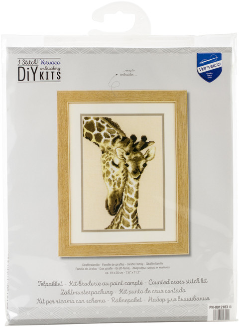 Vervaco Counted Cross Stitch Kit 7.5"X11.25"-Giraffe Family On Aida (14 Count) V0012183 - 54134801074215413480107421