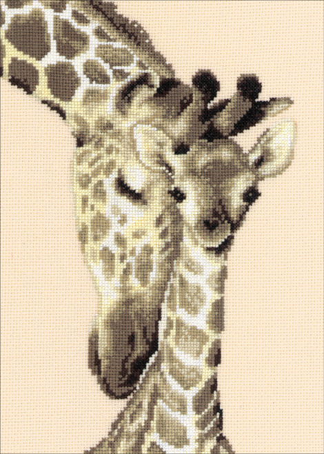Vervaco Counted Cross Stitch Kit 7.5"X11.25"-Giraffe Family On Aida (14 Count) V0012183