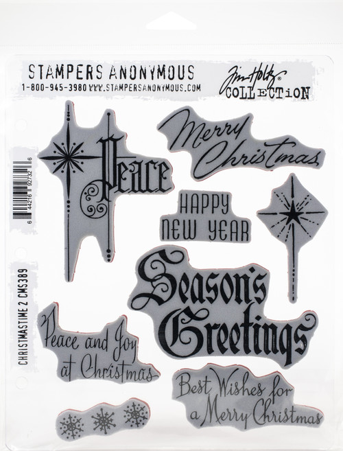 Tim Holtz Cling Stamps 7"X8.5"-Christmastime #2 CMS-389 - 644216927326
