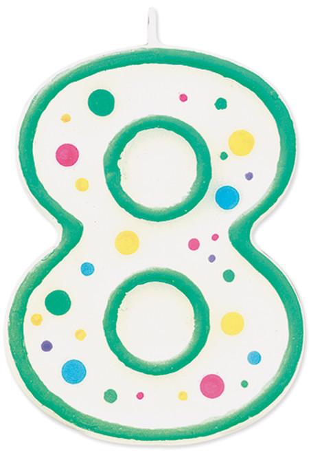 Wilton Polka Dot Numeral Birthday Candle 3" 1/Pkg-#8 Green W91-08 - 070896291080