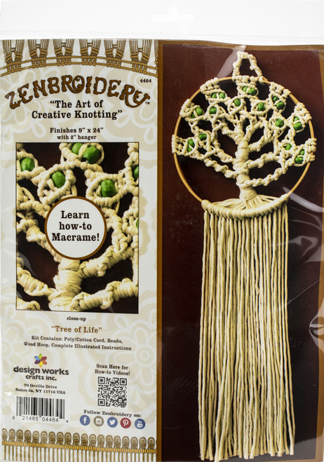 Design Works/Zenbroidery Macrame Wall Hanging Kit 8"X24"-Tree Of Life - DW4464 - 021465044644