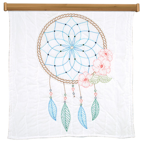 Jack Dempsey Stamped White Wall Or Lap Quilt 36"X36"-Dream Catcher 739 553