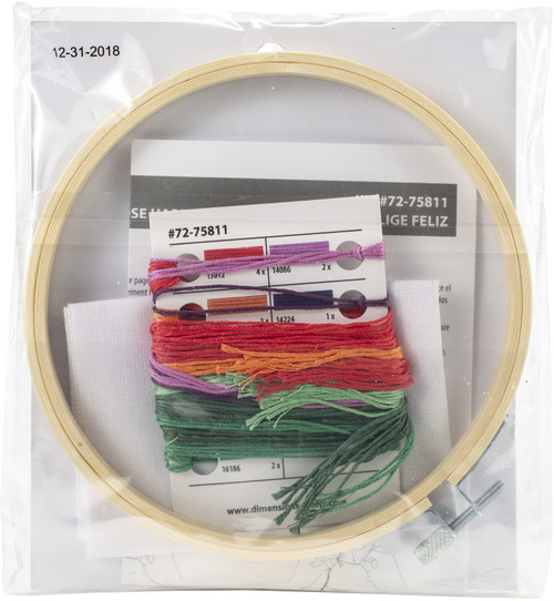 Dimensions Embroidery Kit 6" Round-Choose Happy Stitched In Thread - 72-75811 Dimensions Embroidery Kit 6" Round-Choose Happy Stitched In Thread - 72-75811