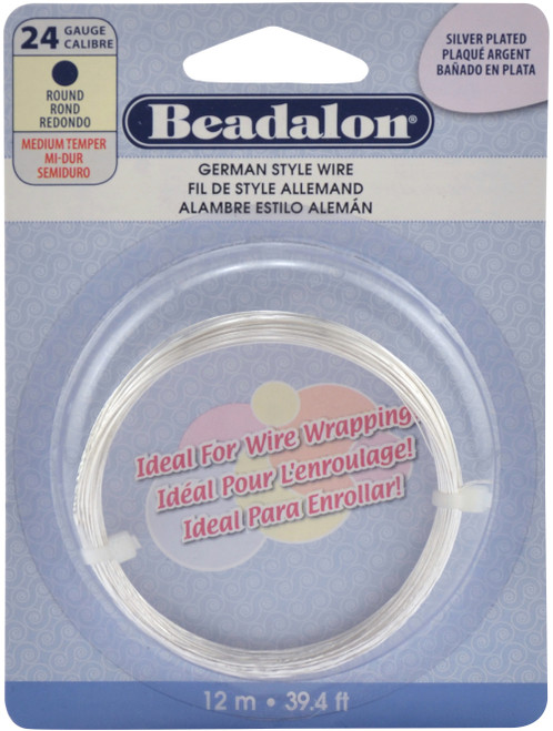 Beadalon German Style Wire-Silver Round 24 Gauge, 37.4' 180B-024 - 035926078970