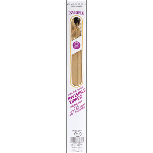 3 Pack - Coats Invisible Zipper 20" To 22"-Camel - F84 22-309A - 073650827204