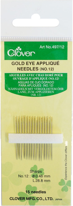 Clover Gold Eye Applique Needles-Size 12 497-12 - 051221403231