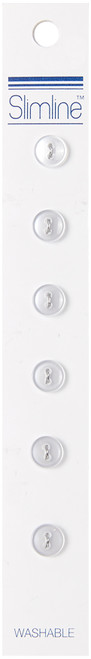 Slimline Buttons Series 1-White 2-Hole 1/4" 6/Pkg SL1-2 - 052278321011