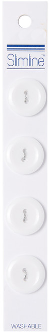 Slimline Buttons Series 1-White 2-Hole 3/4" 4/Pkg - SL1-8 - 052278320434