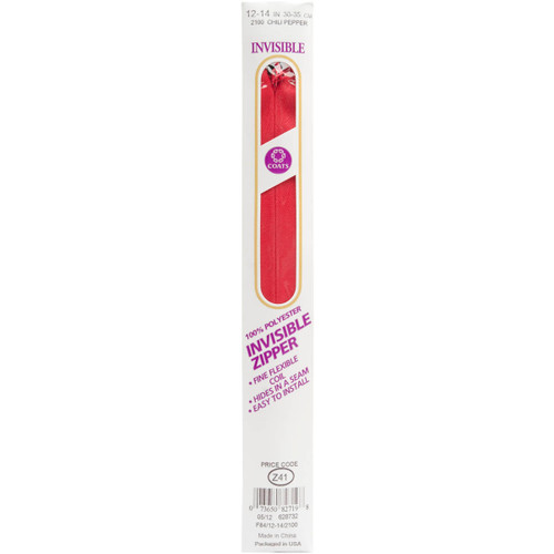 3 Pack - Coats Invisible Zipper 12" To 14"-Chili Pepper - F84 14-2100 - 073650827198