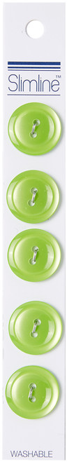 Slimline Buttons Series 1-Lime 2-Hole 3/4" 5/Pkg - SL1-53 - 052278000251