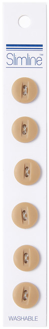 Slimline Buttons Series 1-Tan 2-Hole 1/2" 6/Pkg SL1-68 - 052278343129