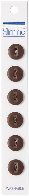 Slimline Buttons Series 1-Dark Brown 2-Hole 1/2" 6/Pkg SL1-76 - 052278343228