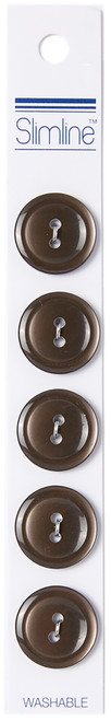 Slimline Buttons Series 1-Dark Brown 2-Hole 3/4" 5/Pkg - SL1-70 - 052278326030