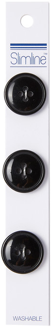 Slimline Buttons Series 1-Black 4-Hole 3/4" 3/Pkg - SL1-87 - 052278343471