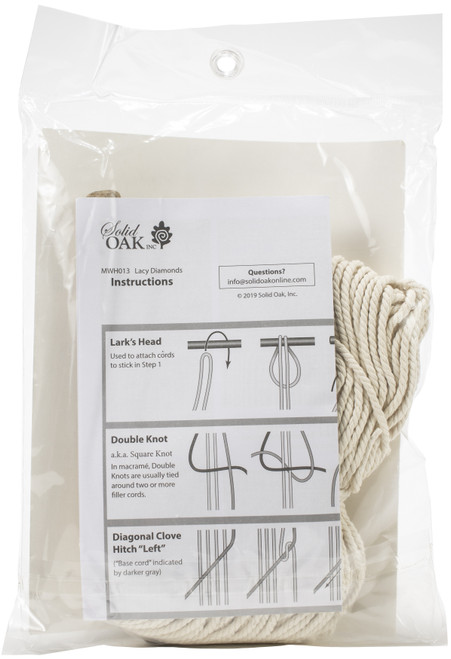 Solid Oak Macrame Wall Hanging Kit-Lacy Squares MWH013