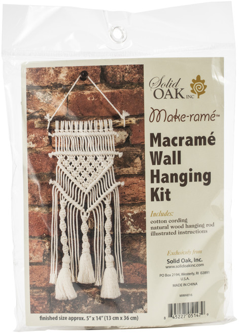 Solid Oak Macrame Wall Hanging Kit-Tassels And Twists MWH016 - 845227051479