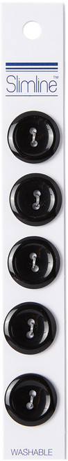 Slimline Buttons Series 1-Black 2-Hole 3/4" 5/Pkg - SL1-90 - 052278327037