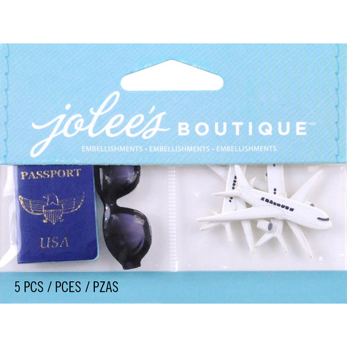 3 Pack Jolee's Boutique Dimensional Embellishments 5/Pkg-Passport Sunglasses & Planes -E5000548 - 015586958119