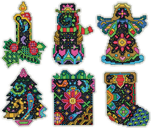 Design Works Plastic Canvas Ornament Kit 3.5"X4" 6/Pkg-Christmas Fantasy (14 Count) - DW5914