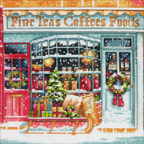 Dimensions Gold Petite Counted Cross Stitch Kit 6"x6"-Coffee Shop (18 Count) 8973