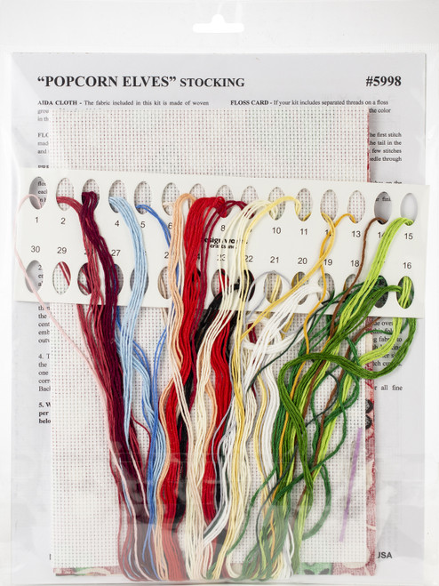 Design Works Counted Cross Stitch Stocking Kit 17" Long-Popcorn Elves (14 Count) DW5998