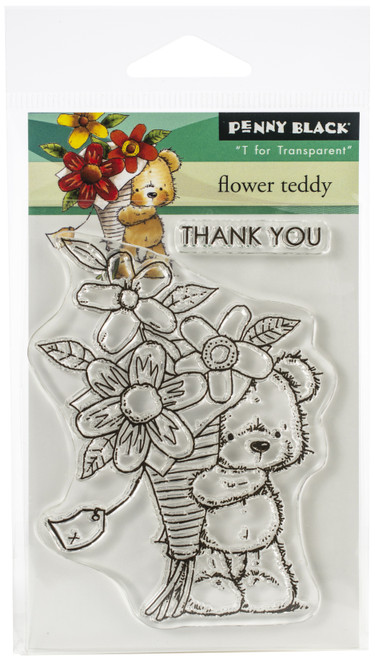 Penny Black Clear Stamps-Flower Teddy 3"X4" PB30543 - 759668305438