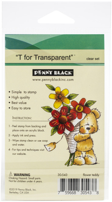 Penny Black Clear Stamps-Flower Teddy 3"X4" PB30543