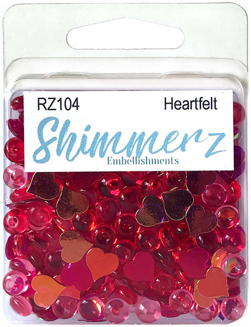 Buttons Galore Shimmerz Embellishments 18g-Heart Felt -BRZ-104 - 840934075350