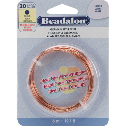 Beadalon German Style Wire-Copper Round 20 Gauge, 19.7' 180C-020 - 035926099012