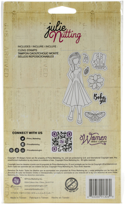 Prima Marketing Julie Nutting Mixed Media Cling Rubber Stamp-Willow 913069