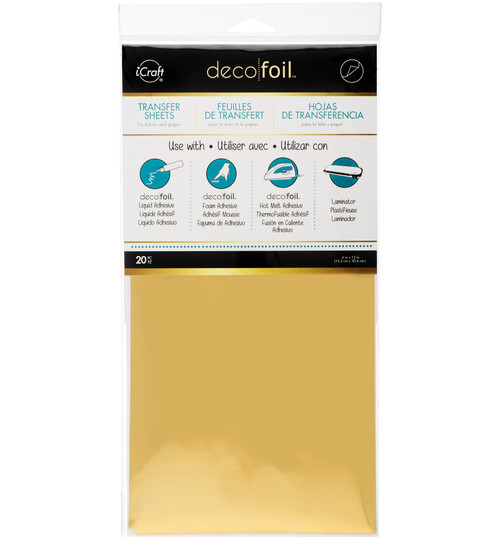iCraft Deco Foil Transfer Sheets 6"X12" 20/Pkg-Gold - DFT6X12-5102 - 000943251026