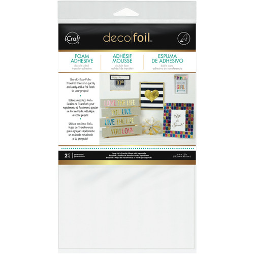 iCraft Deco Foil Foam Adhesive 6"X12" Sheet 2/Pkg-White - DF3764 - 000943037644