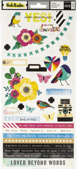 Vicki Boutin Color Kaleidoscope Stickers 6"X12" 102/Pkg-Accent & Phrase W/Silver Foil - 351105 - 718813511056