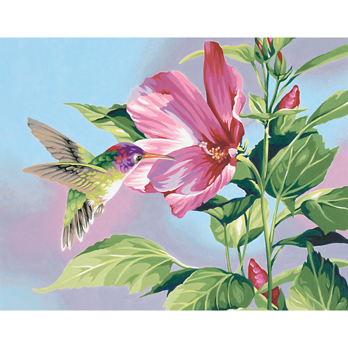 Paint Works Paint By Number Kit 14"X11"-Hibiscus Hummingbird 91419