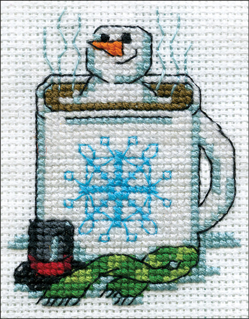 Design Works Counted Cross Stitch Kit 2"X3"-Cocoa Snowman (14 Count) DW519 - 021465005195