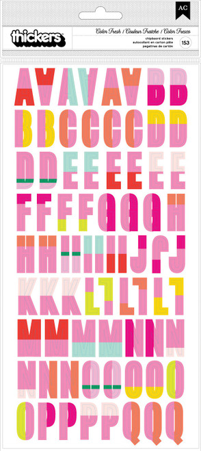 Heidi Swapp Color Fresh Thickers Stickers 5.5"X11" 153/Pkg-Alphabet/Multi Chipboard HS314561