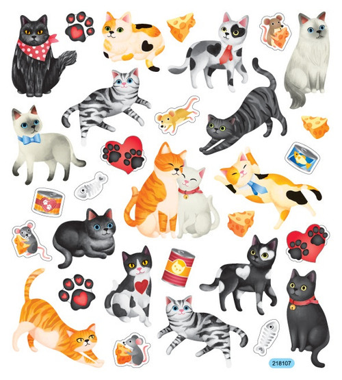 Sticker King Stickers-Cat & Hearts SK129MC-4563 - 679924456318