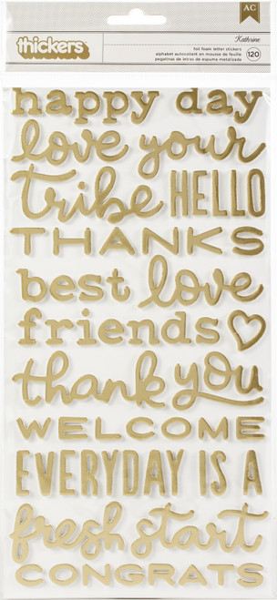 American Crafts Foam Phrases Stickers 120/Pkg-W/Gold Foil - 733885 - 646247338850