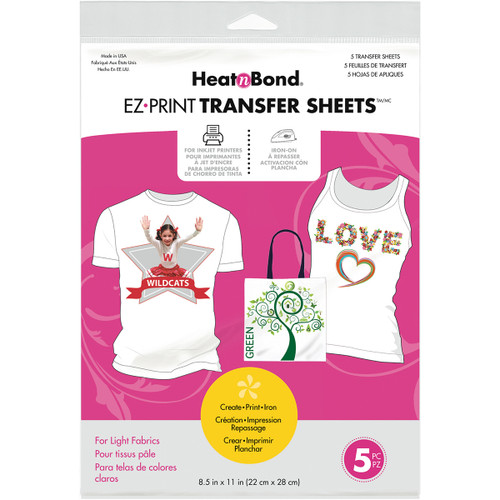 HeatnBond EZ Print Transfer Sheet-8.5"X11" 5/Pkg 3367 - 000943033677