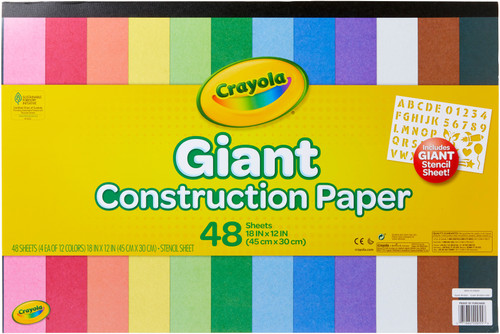 Crayola Giant Construction Paper Pad 18"X12"-48 Sheets W/Stencil 99-0055 - 071662200558