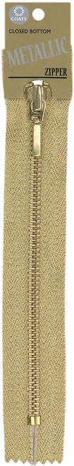 2 Pack Coats Fashion Metallic Closed Bottom Zipper 9"-Gold F57 9-9440 - 073650820885