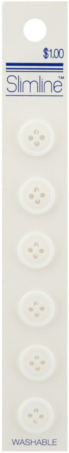 Slimline Buttons -White 4-Hole 1/2" 6/Pkg SL-051A - 052278320519