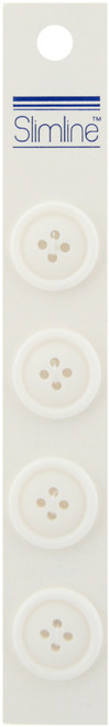 Slimline Buttons-White 4-Hole 3/4" 4/Pkg - SL-053A - 052278320533 Slimline Buttons-White 4-Hole 3/4" 4/Pkg - SL-053A - 052278320533